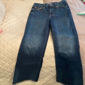 Good American straight leg high waist jeans size 6–12 dark denim great condition